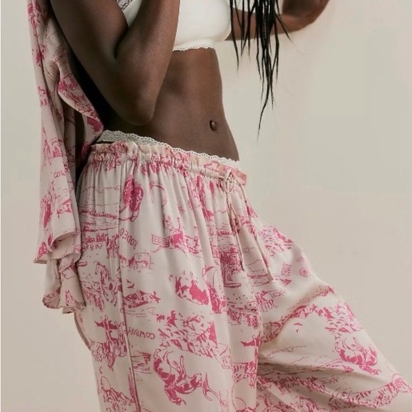 NWOT Free People western print pajama set in pink size XL - Picture 3 of 15